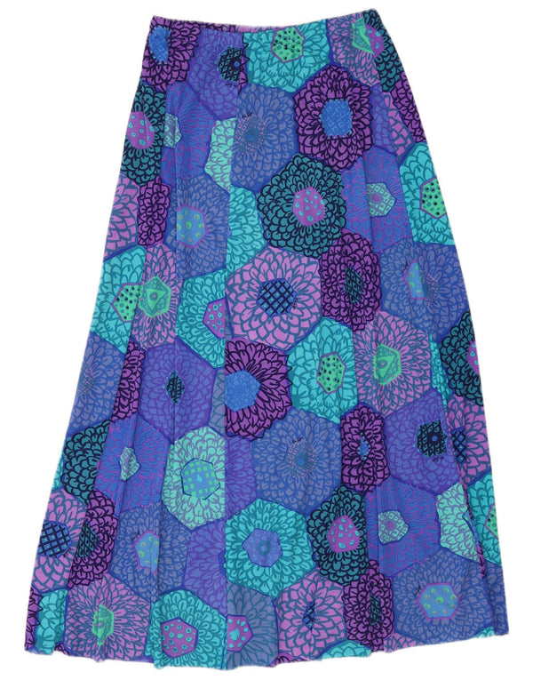 Saia maxi feminina vintage W34 grande floral azul