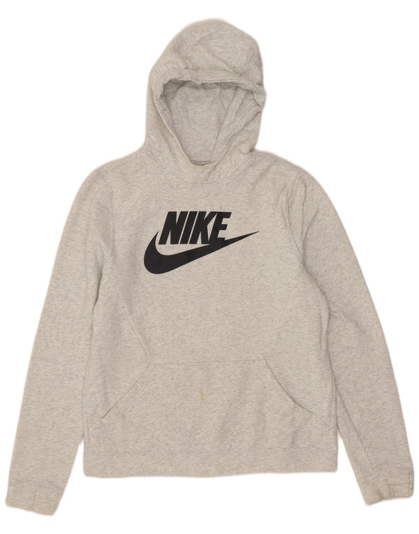 Nike Boys Graphic Hoodie Jumper 13-14 Years XL Grey Flecked Cotton