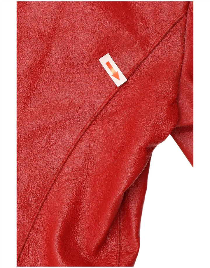 Jaqueta de couro feminina vintage Reino Unido 14 couro vermelho médio