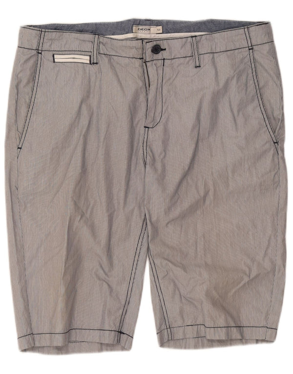 Geox Respira Mens Chino Shorts IT 52 XL W40 Cinza Riscas de Algodão