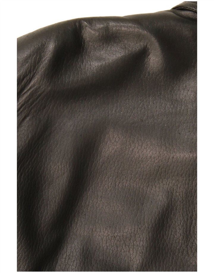 Jaqueta de couro masculina vintage IT 56 3XL preta