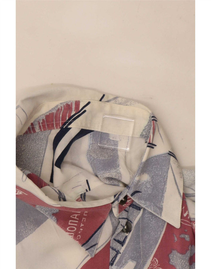 Camisa masculina vintage de manga curta XL multicolorida geométrica