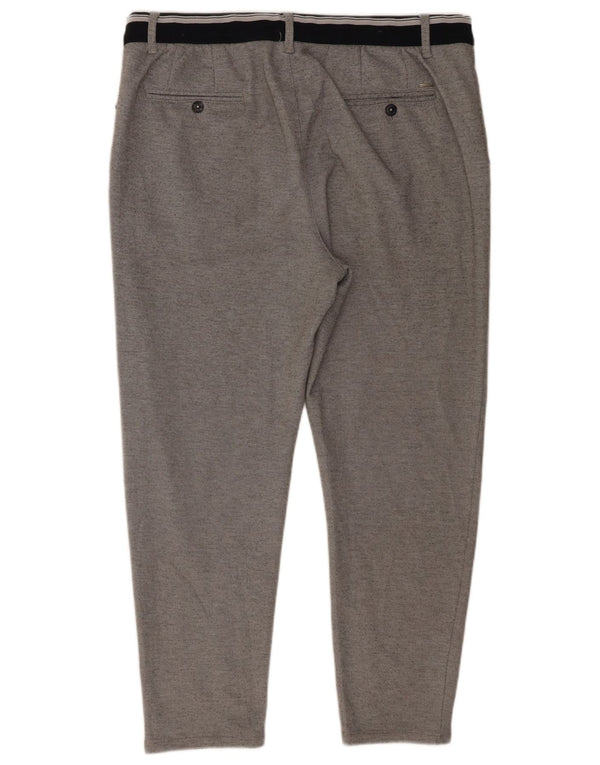 Calças Zara Mens Slim Cropped XL W34 L26 Cinza Poliéster