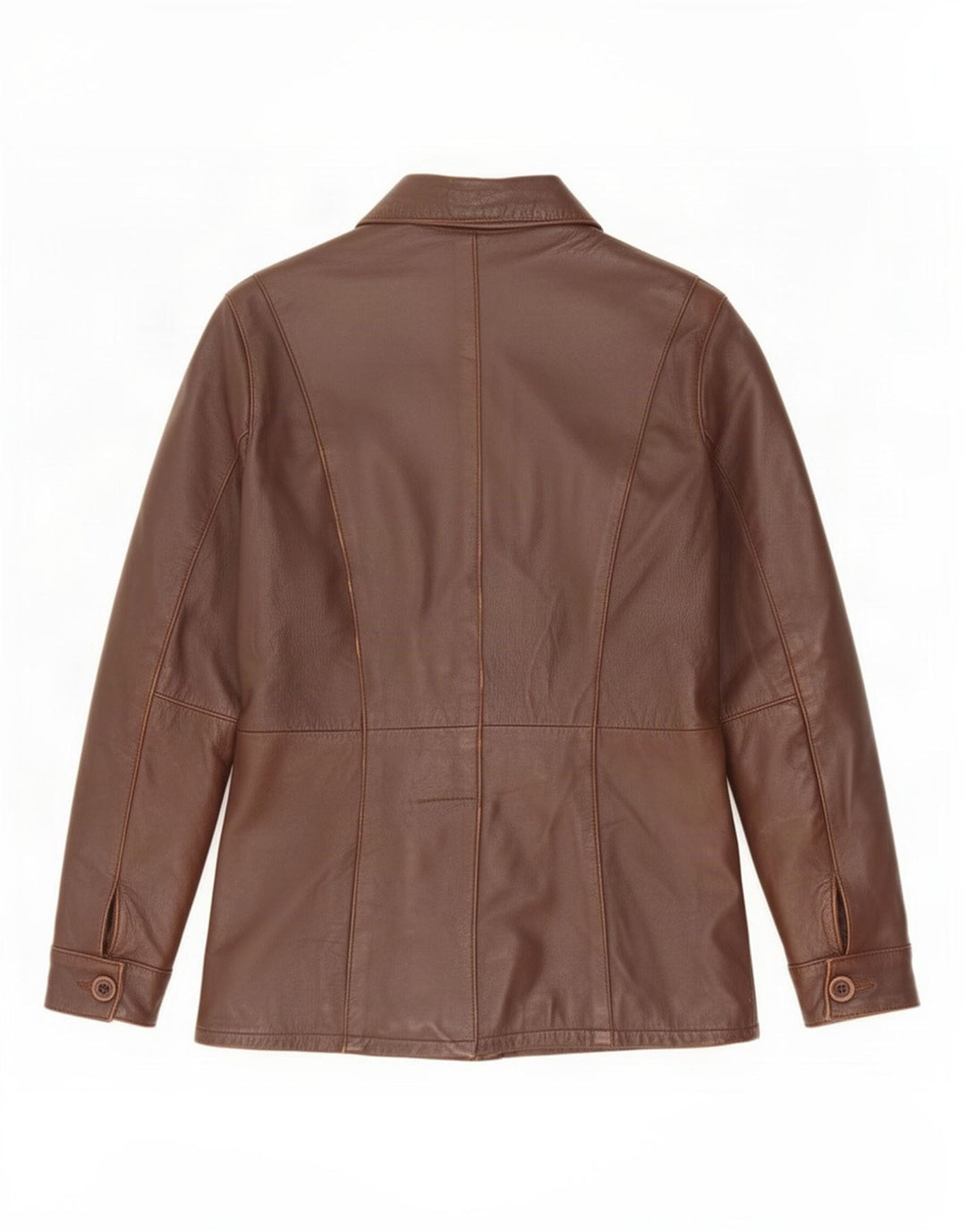 Jaqueta de couro feminina vintage UK 14 marrom médio