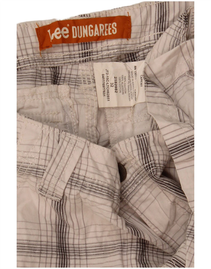 Lee Mens Cargo Shorts W32 Médio Algodão Xadrez Branco