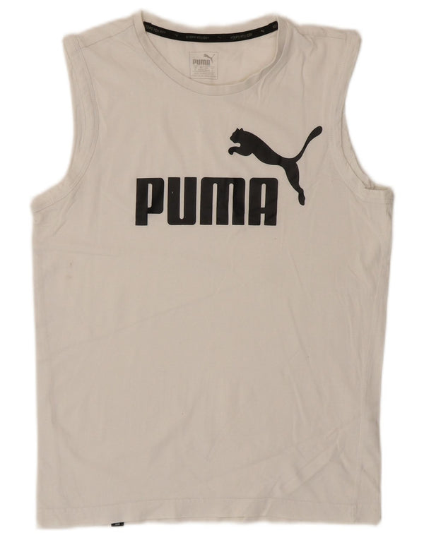 Puma Mens Graphic Vest Top Pequeno Branco