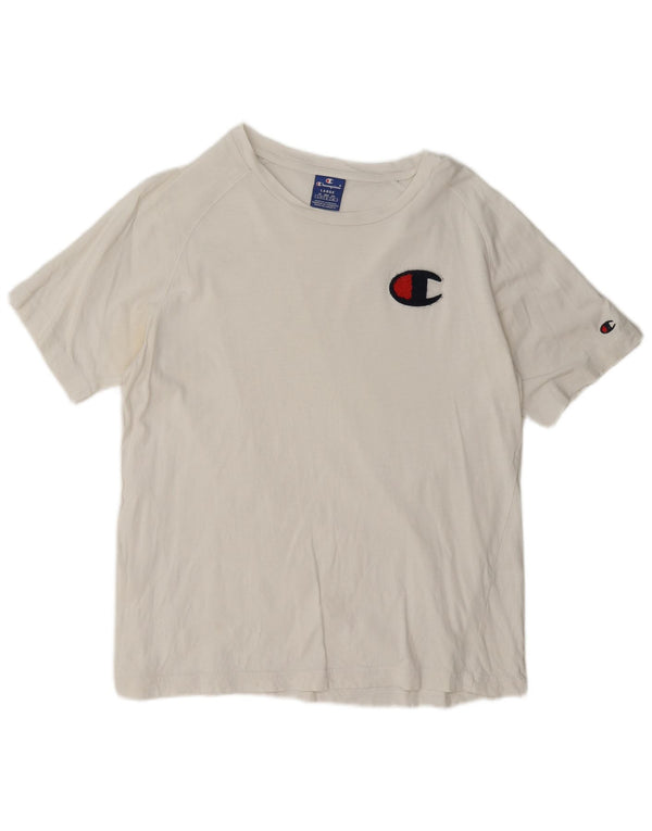 Camiseta feminina estampada Champion UK 16 grande branca