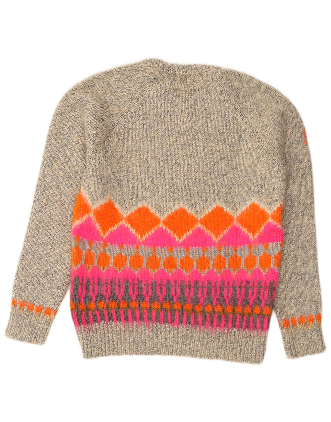 Suéter feminino Superdry com gola redonda UK 14 cinza médio Fair Isle