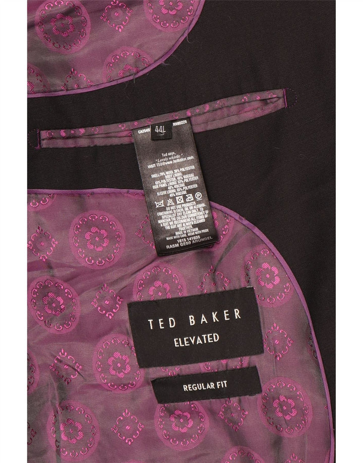 Jaqueta blazer masculina Ted Baker longa com 2 botões e ajuste regular Reino Unido 44 2XL lã preta