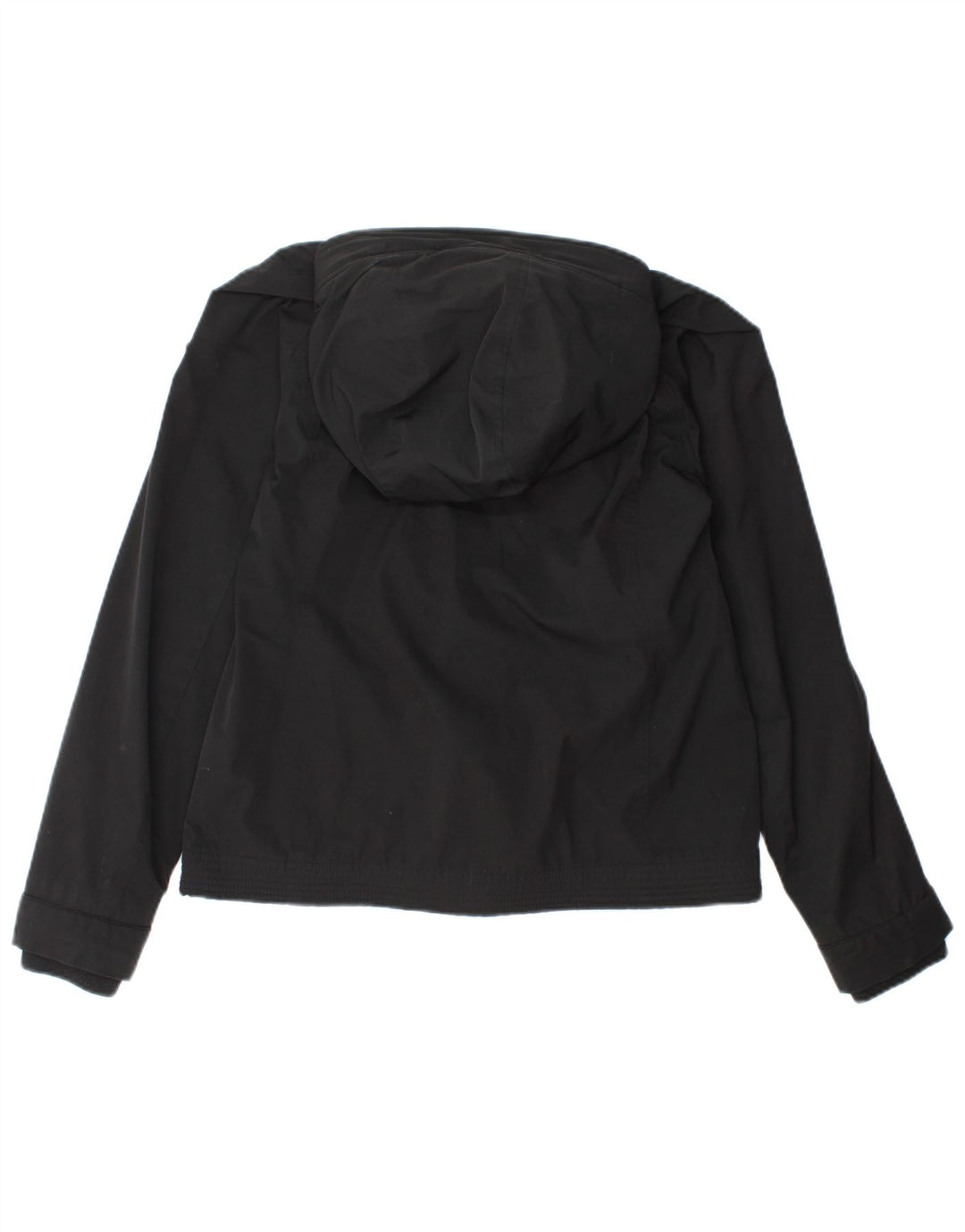 Jaqueta corta-vento feminina Hollister com capuz UK 14 poliéster preto médio