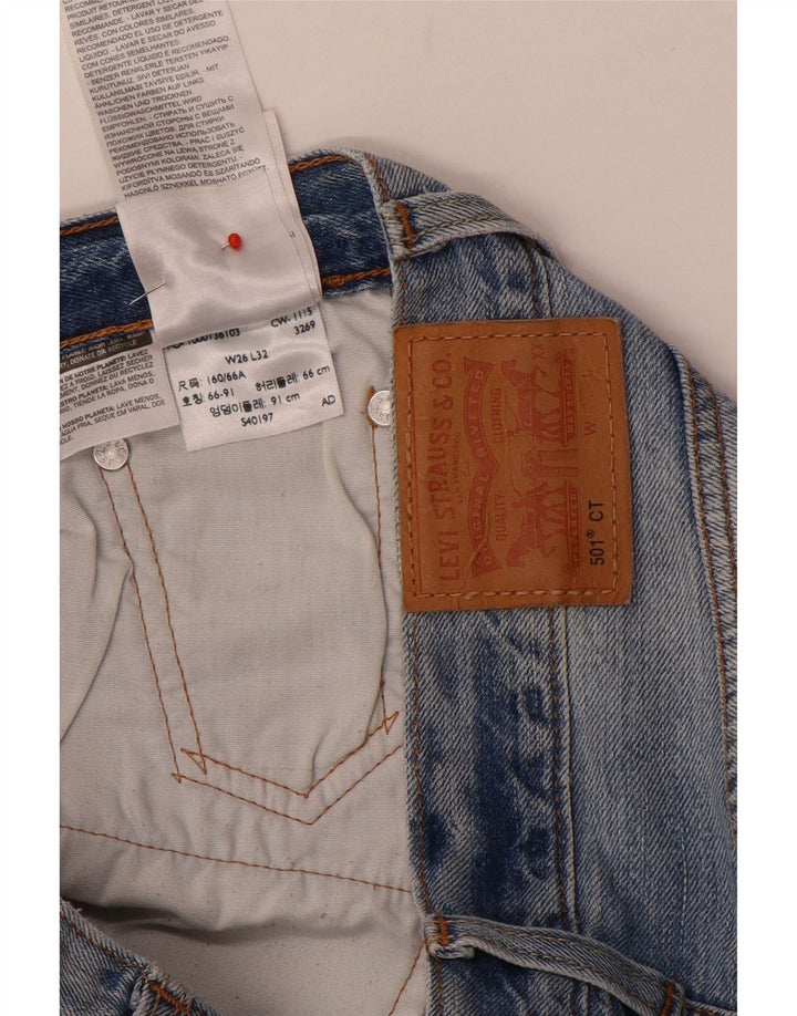 Calça jeans feminina Levi's 501 CT desgastada reta W26 L29 azul