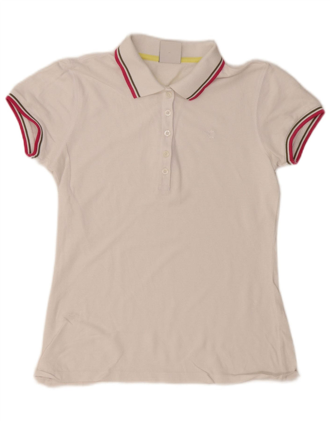 Camisa polo feminina Diadora UK 10 pequena branca