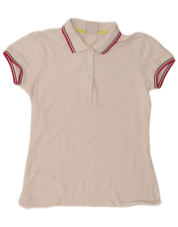 Camisa polo feminina Diadora UK 10 pequena branca