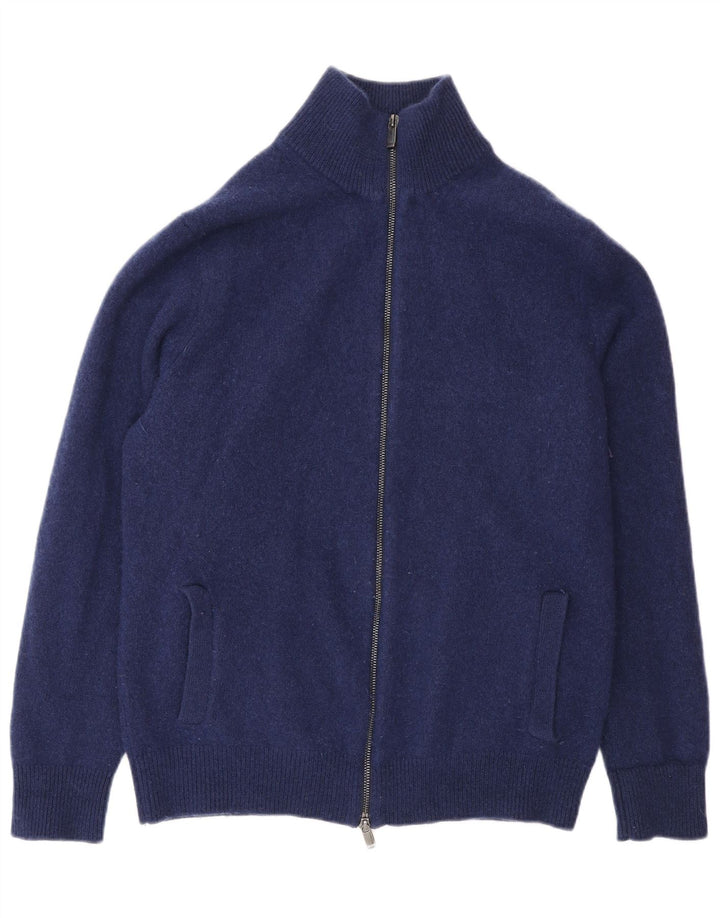 Suéter cardigã masculino Massimo Dutti grande lã azul marinho