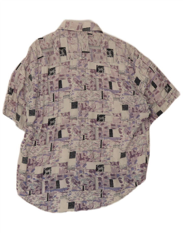 Camisa masculina de manga curta Burcardi grande geométrica multicolorida