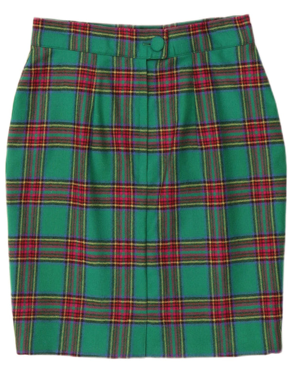 Saia lápis feminina vintage W28 xadrez verde médio