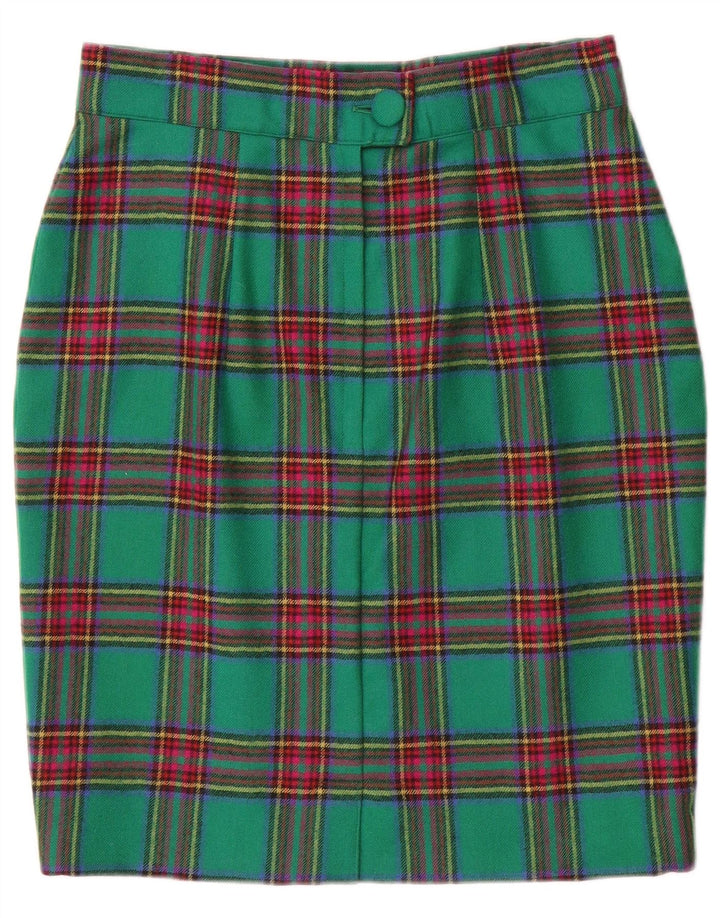 Saia lápis feminina vintage W28 xadrez verde médio