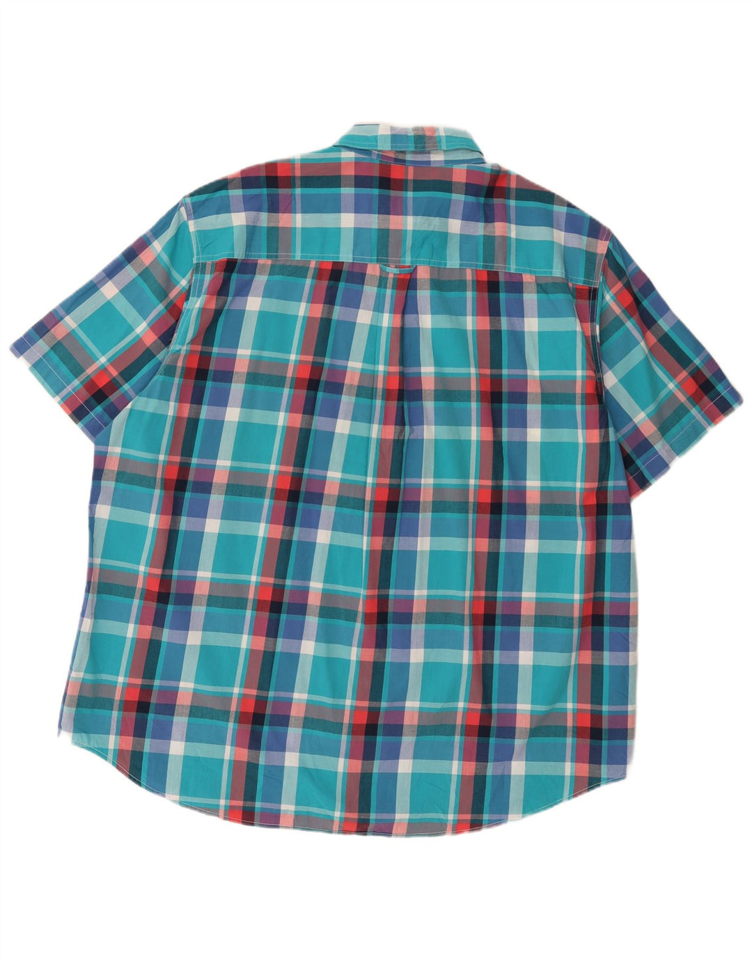 Camisa masculina grande de manga curta Chaps 2XL algodão xadrez azul