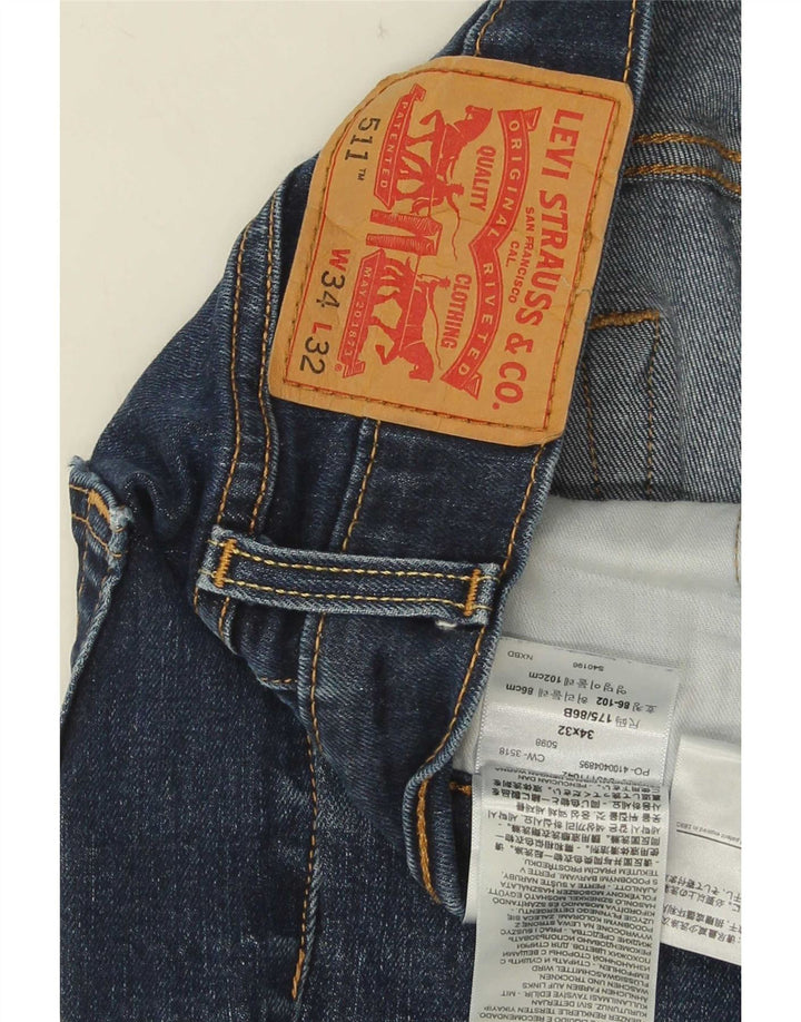Levi's Masculino 511 Slim Jeans W34 L32 Azul Marinho Algodão