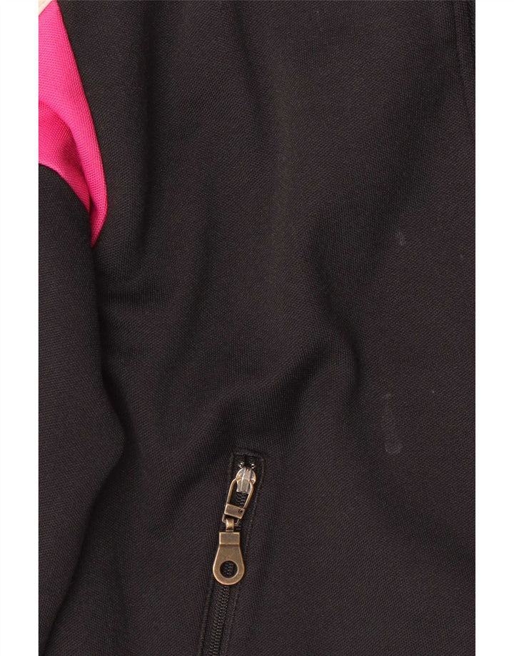 Adidas Womens Tracksuit Top Jacket UK 12 Médio Preto Colourblock Algodão