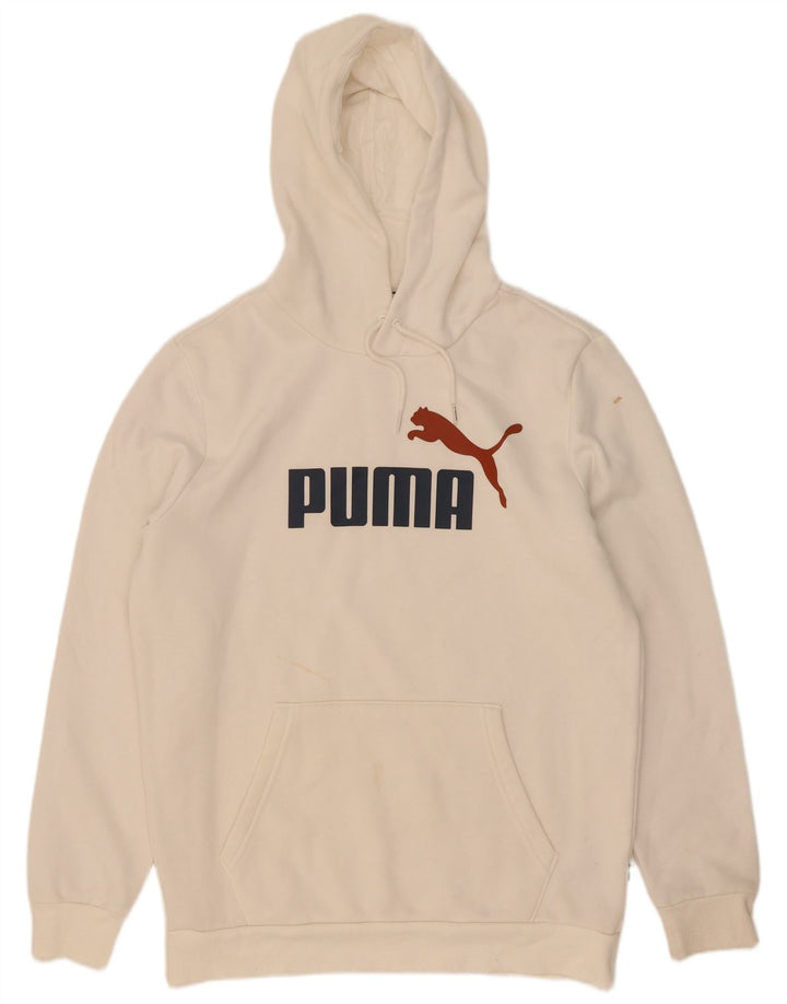 Puma masculino gráfico moletom com capuz médio algodão branco