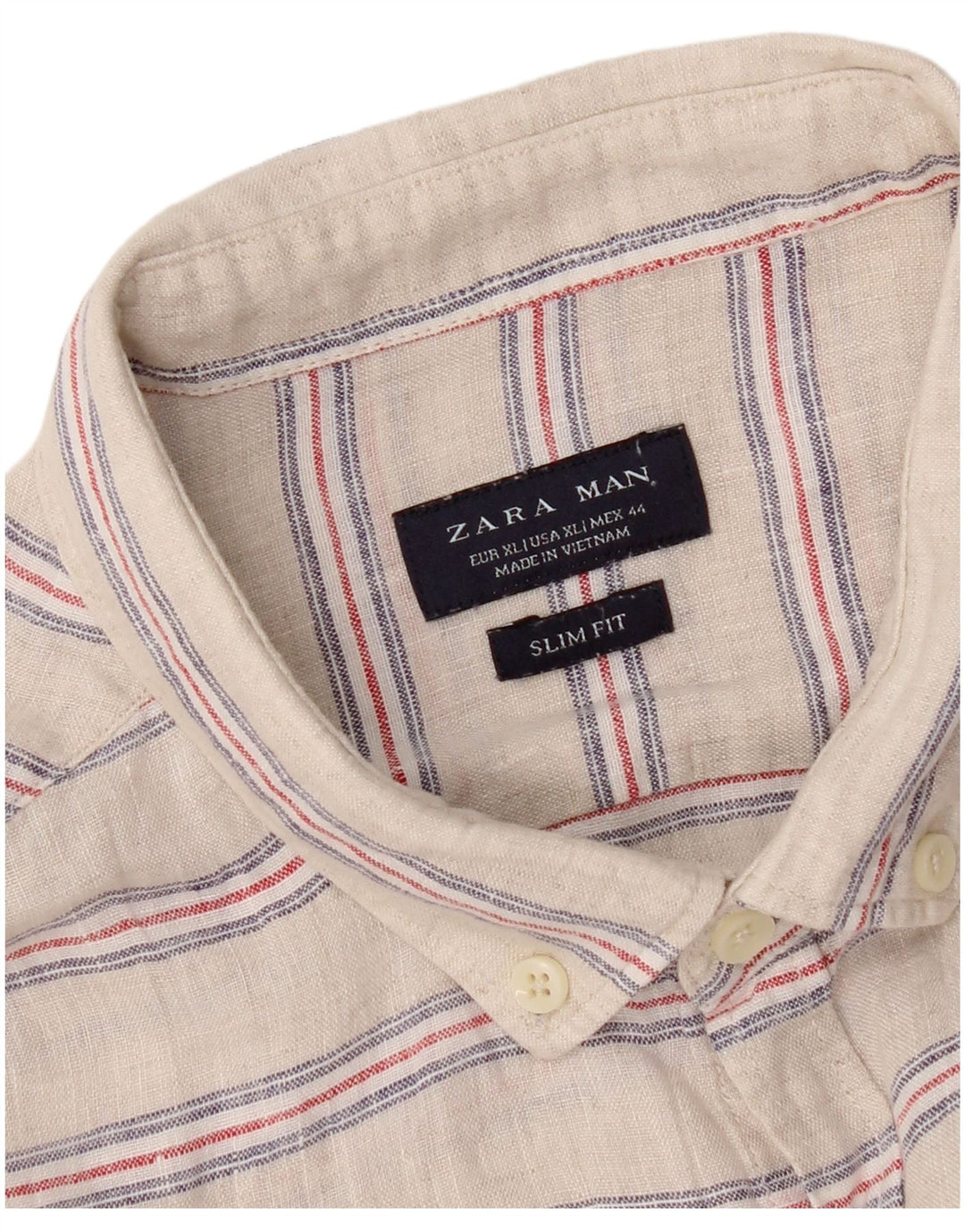 Camisa masculina Zara Slim Fit XL listrada cinza