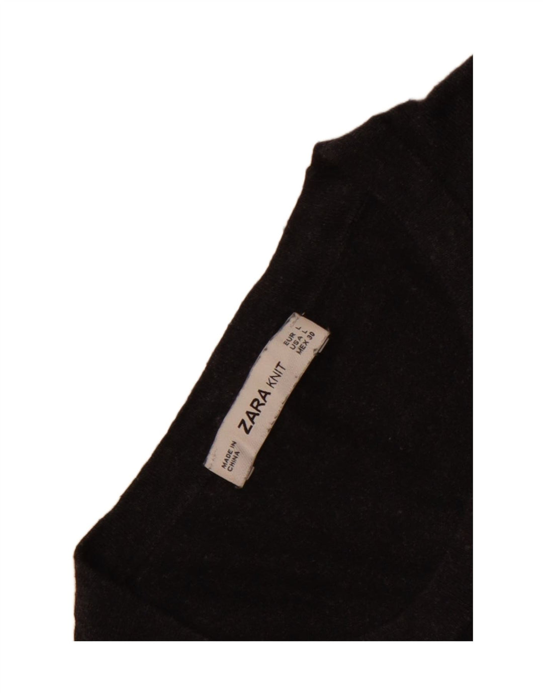 Zara Suéter feminino com gola redonda, Reino Unido 14, grande, cinza