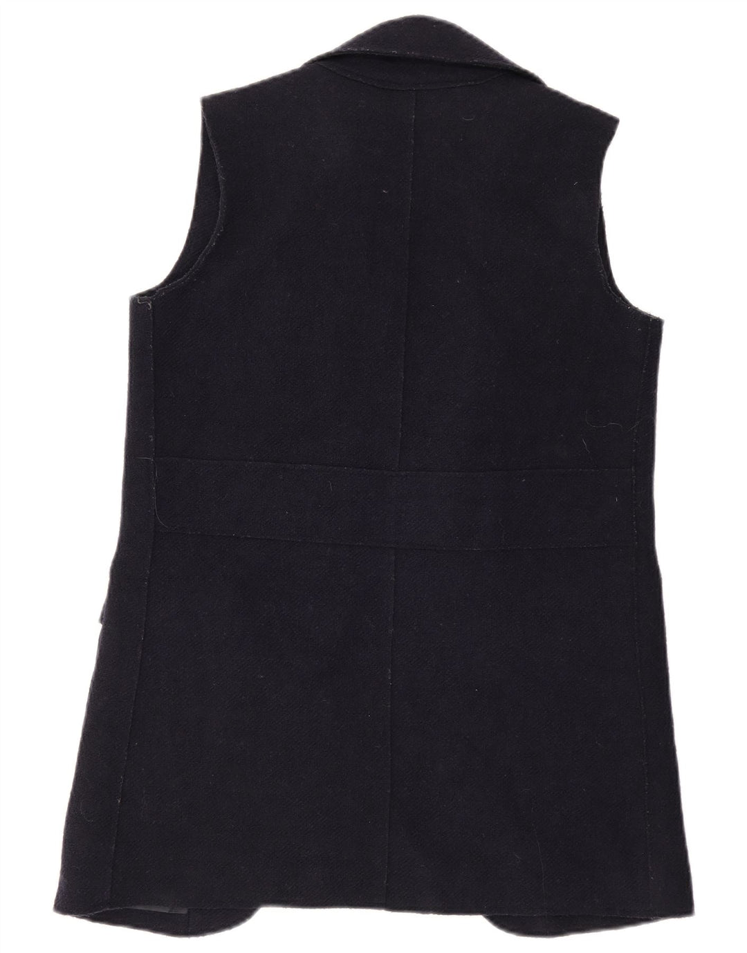 Zara Womens Longline Open Gilet UK 10 Pequeno Lã Azul Marinho