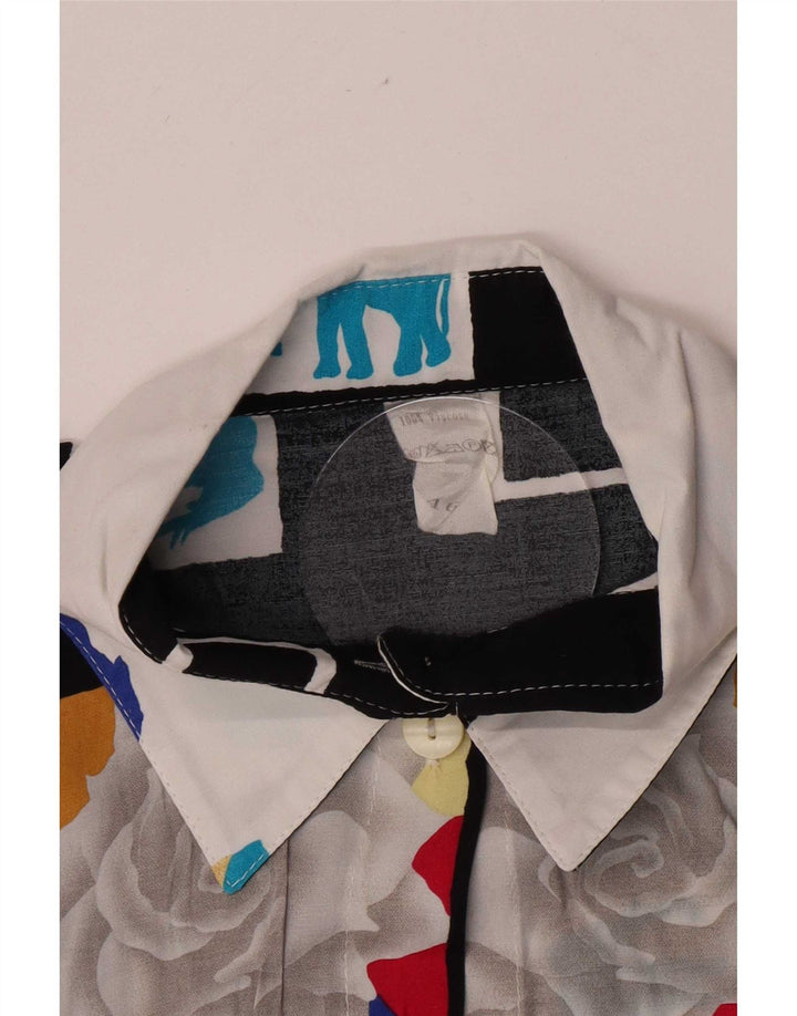 Camisa feminina vintage com padrão abstrato IT 46 grande multicolorida