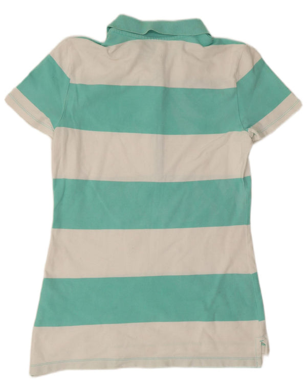 Camisa polo feminina Tommy Hilfiger Reino Unido 10 algodão listrado verde pequeno