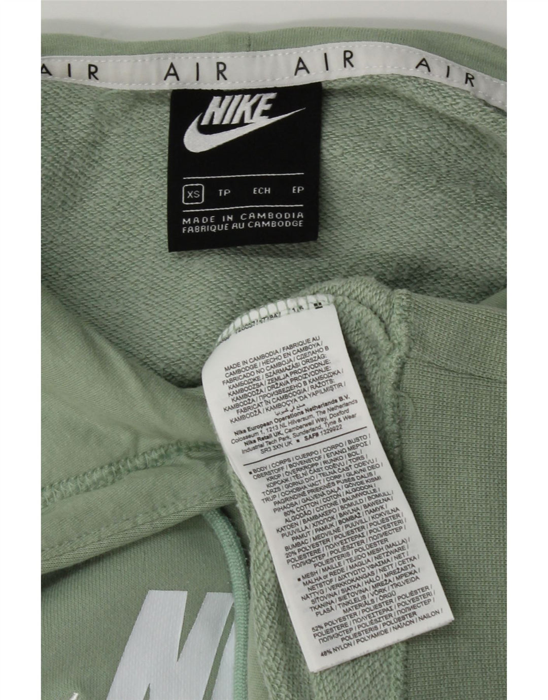 NIKE Womens Oversized Graphic Hoodie Jumper UK 6 XS Green Cotton Vintage Nike and Second-Hand Nike from Messina Hembry 
