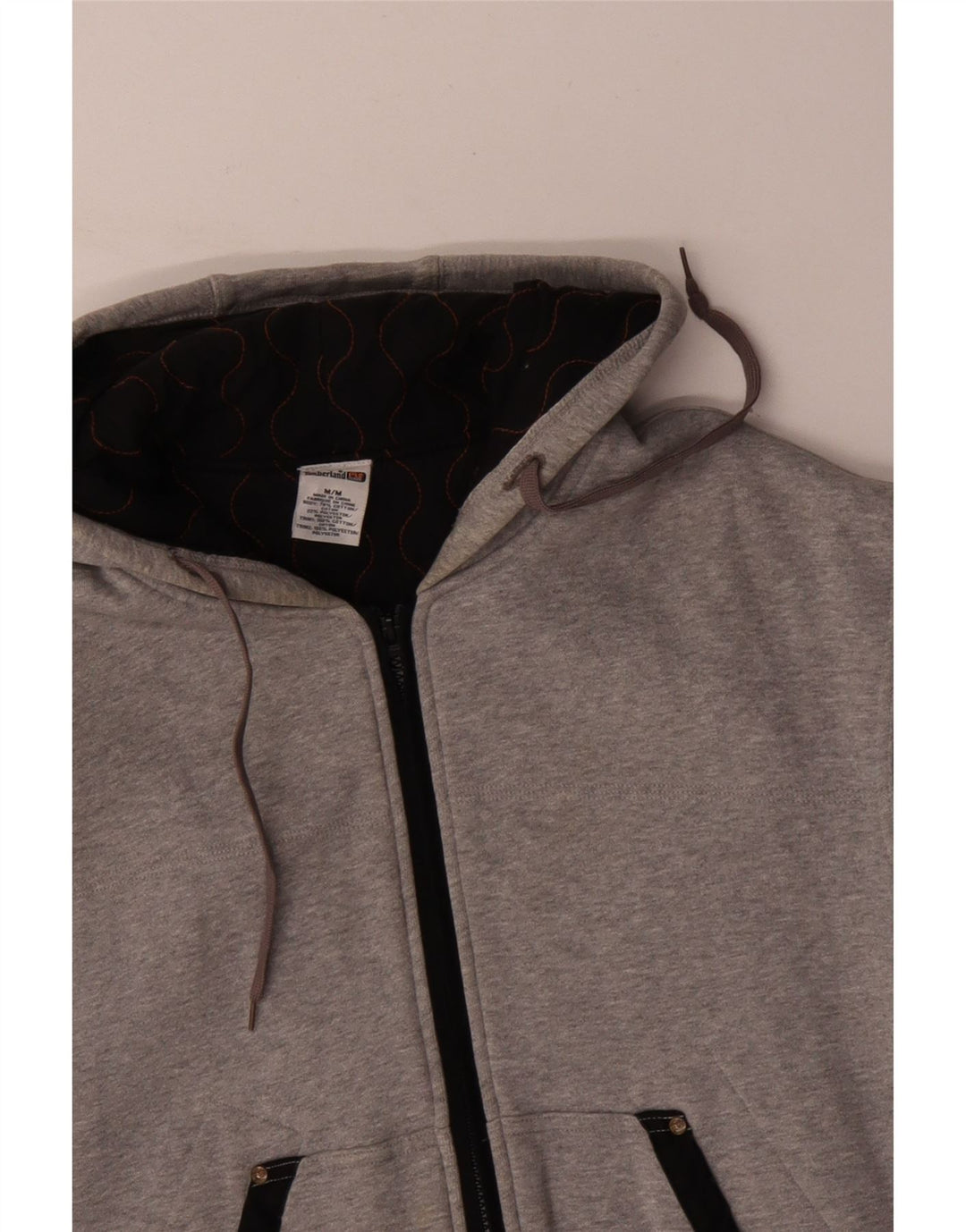 Suéter masculino TIMBERLAND com capuz e zíper cinza médio algodão colorblock