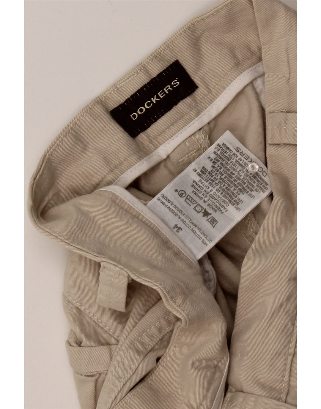Shorts cargo masculino Dockers W34 grande algodão bege