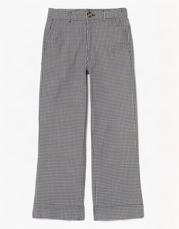 Calça feminina Zara cintura alta cortada pequena W26 L25 preta houndstooth