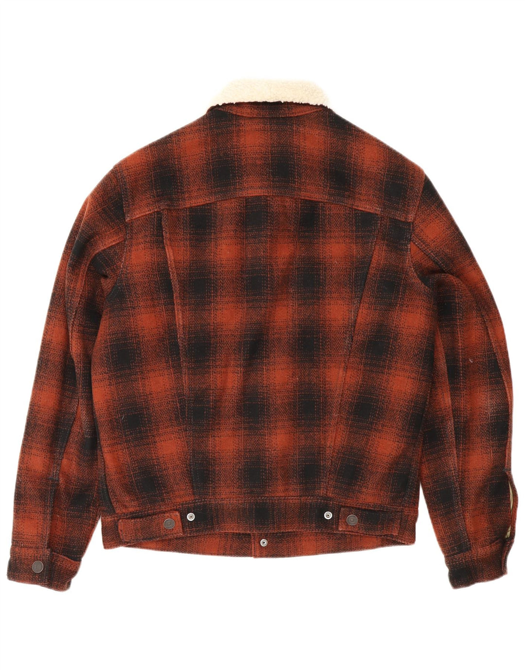 Jaqueta masculina Sherpa Levi's UK 36 poliéster xadrez marrom pequeno