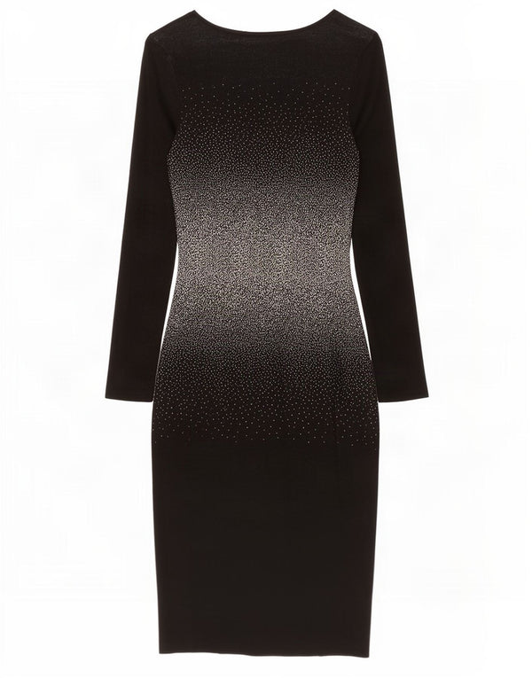 Vestido bodycon feminino de manga comprida Oasis Reino Unido 10 pequeno algodão preto manchado