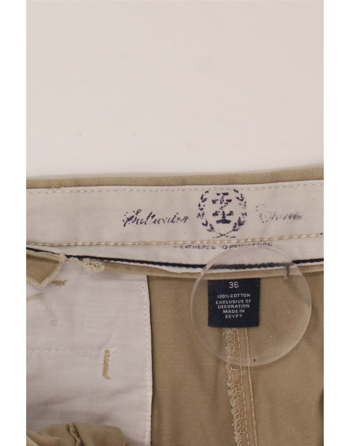 IZOD Mens Pegged Chino Shorts W36 Grande Algodão Bege