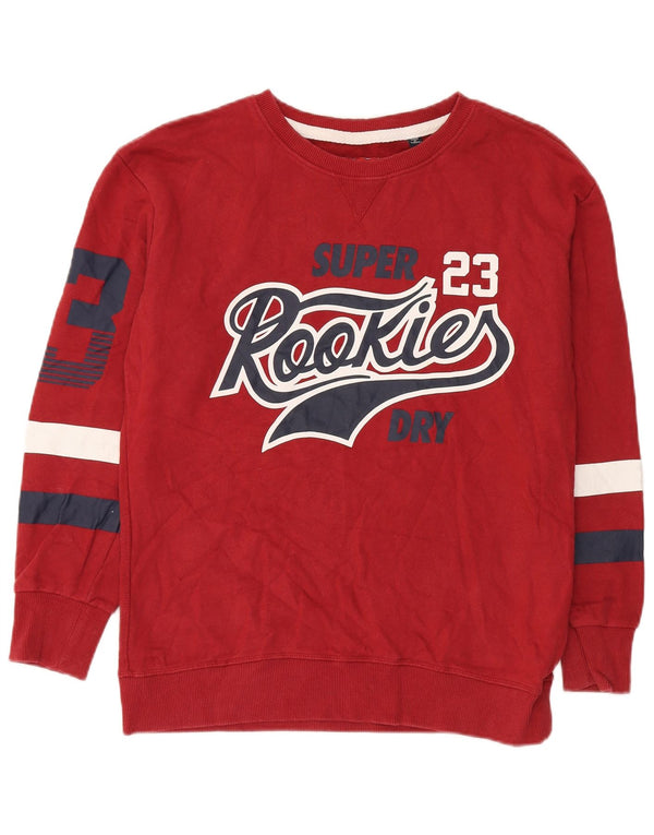 Superdry moletom gráfico masculino jumper pequeno algodão colorblock vermelho