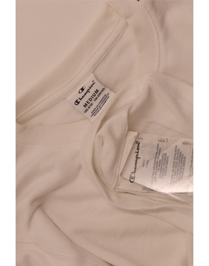 Champion Boys Graphic Top Manga Longa 9-10 Anos Médio Algodão Branco