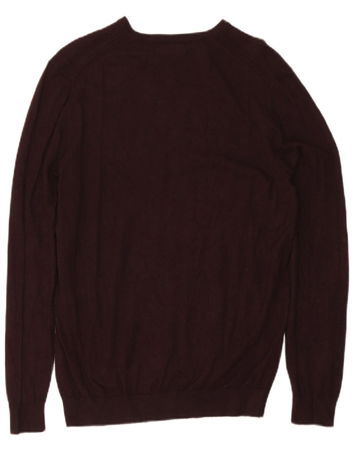 Suéter masculino Zara com decote em V, viscose média Borgonha