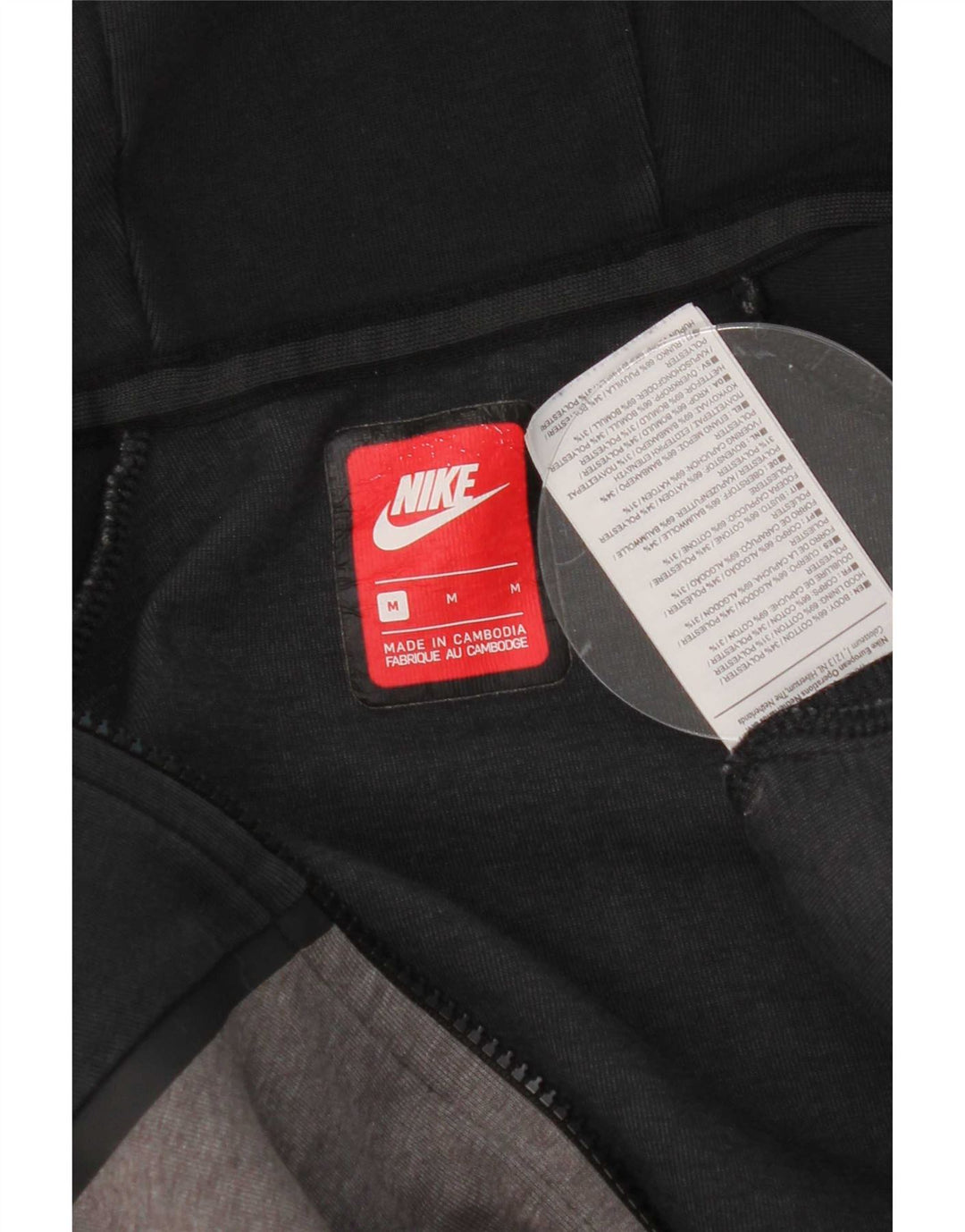 Suéter masculino Nike com capuz e zíper médio preto colorblock algodão