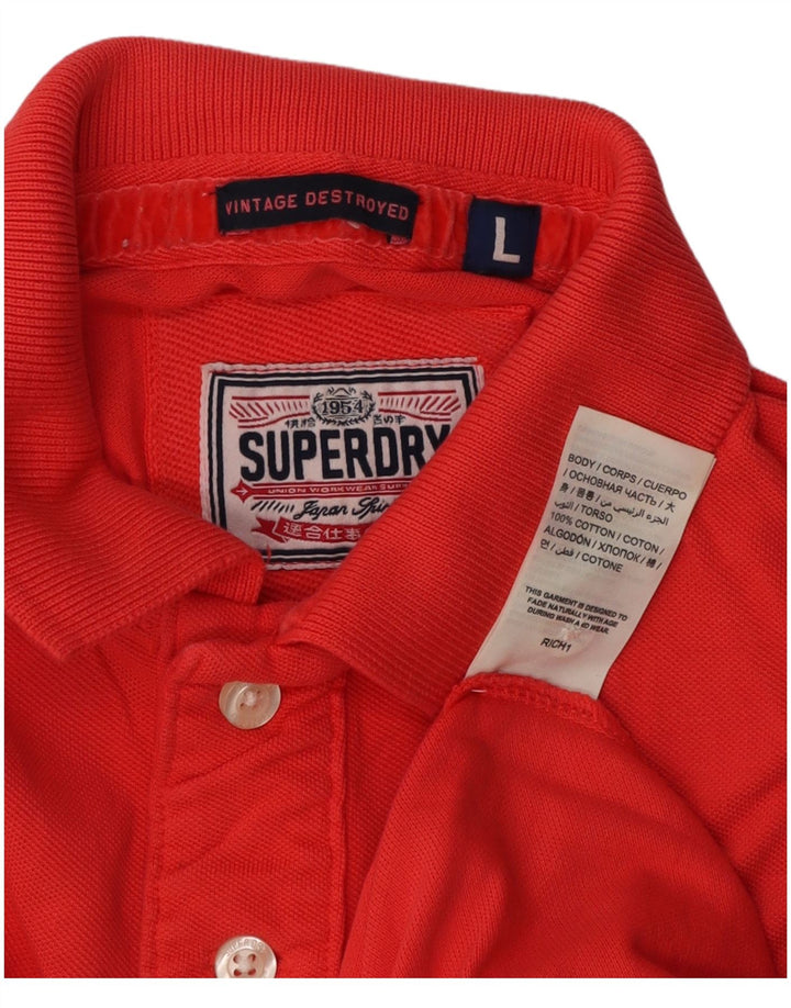 Camisa polo masculina Superdry grande algodão vermelho