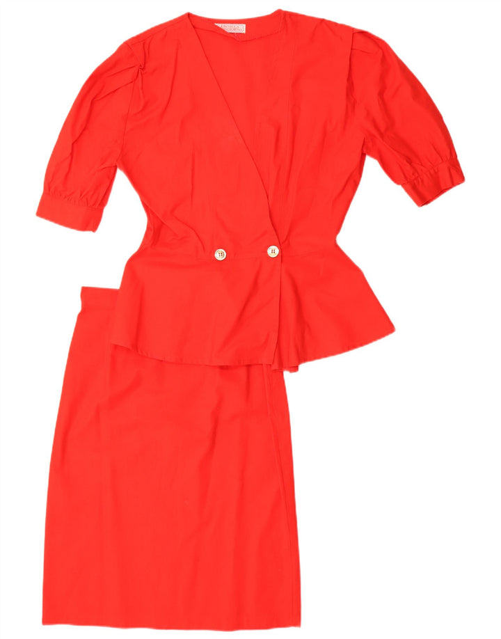 Conjunto de saia feminina vintage de 2 peças IT 42 médio W28 vermelho