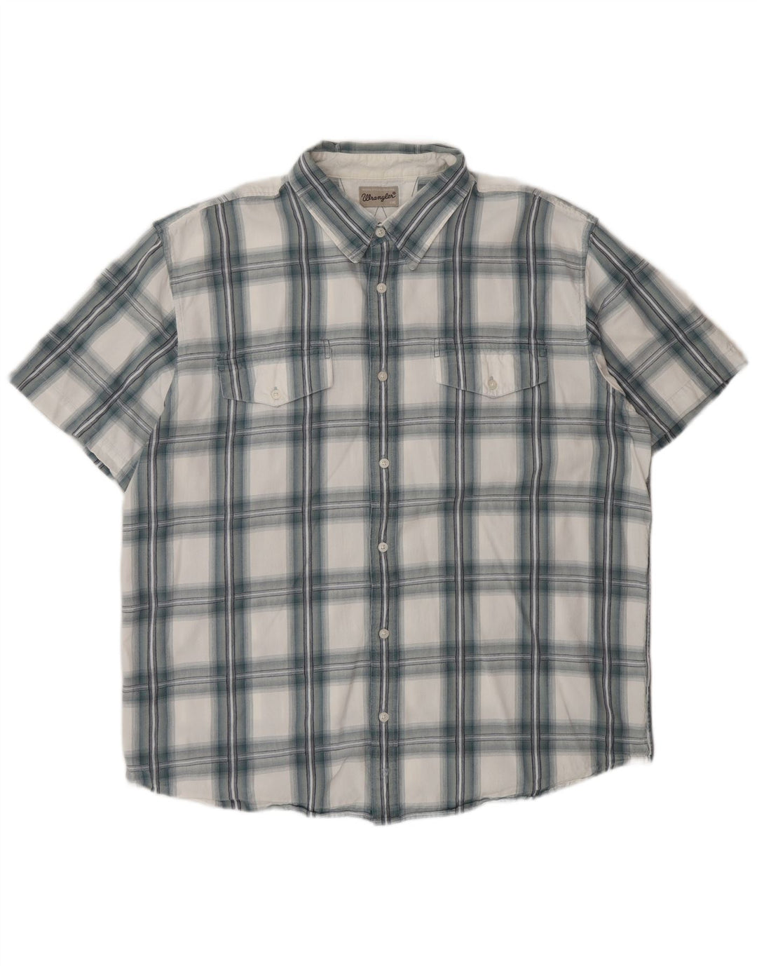 Wrangler Camisa masculina de manga curta 2XL algodão xadrez azul