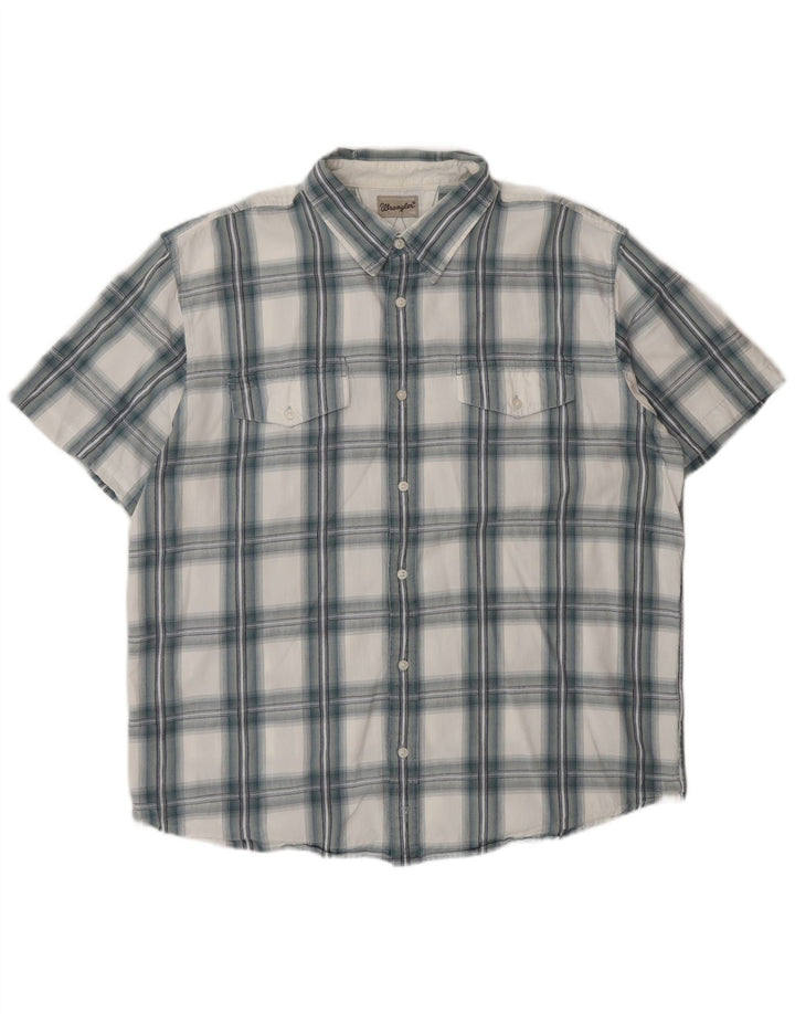 Wrangler Camisa masculina de manga curta 2XL algodão xadrez azul