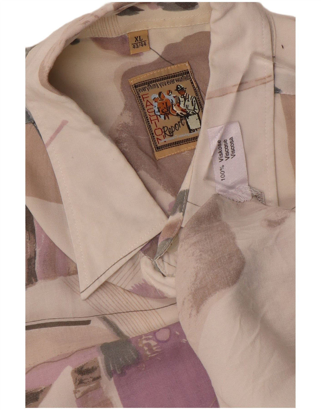 Camisa masculina VINTAGE com padrão abstrato tamanho 43/44 XL multicolorida