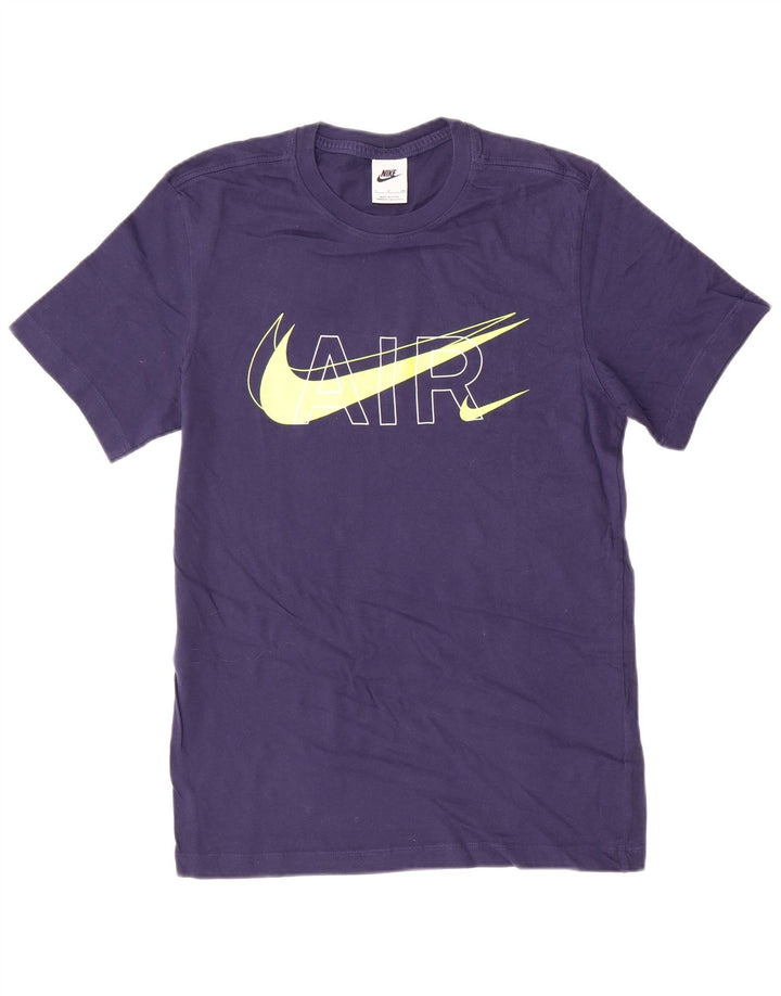Camiseta Nike masculina gráfica top pequeno algodão azul marinho