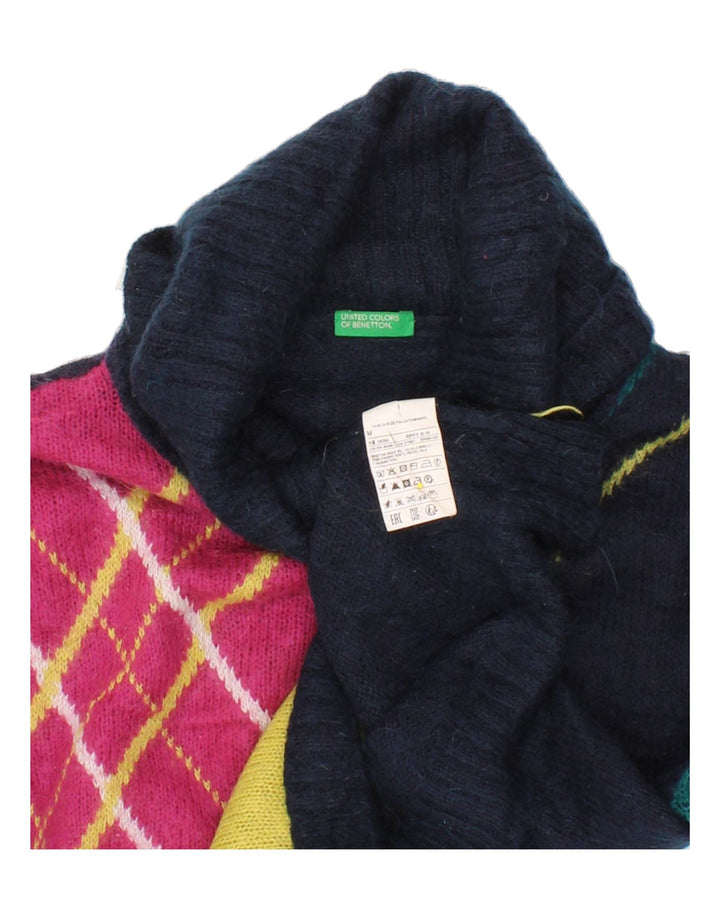 Suéter feminino BENETTON com gola redonda Reino Unido 14 médio azul marinho