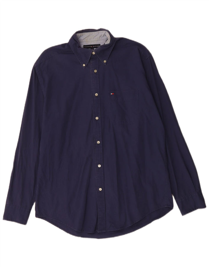 Camisa masculina Tommy Hilfiger média azul marinho algodão
