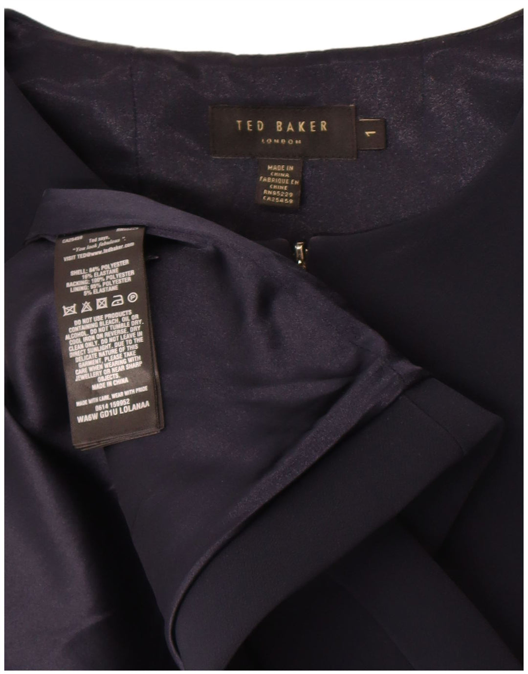 Vestido feminino TED BAKER sem mangas evasê tamanho 1 XS preto poliéster